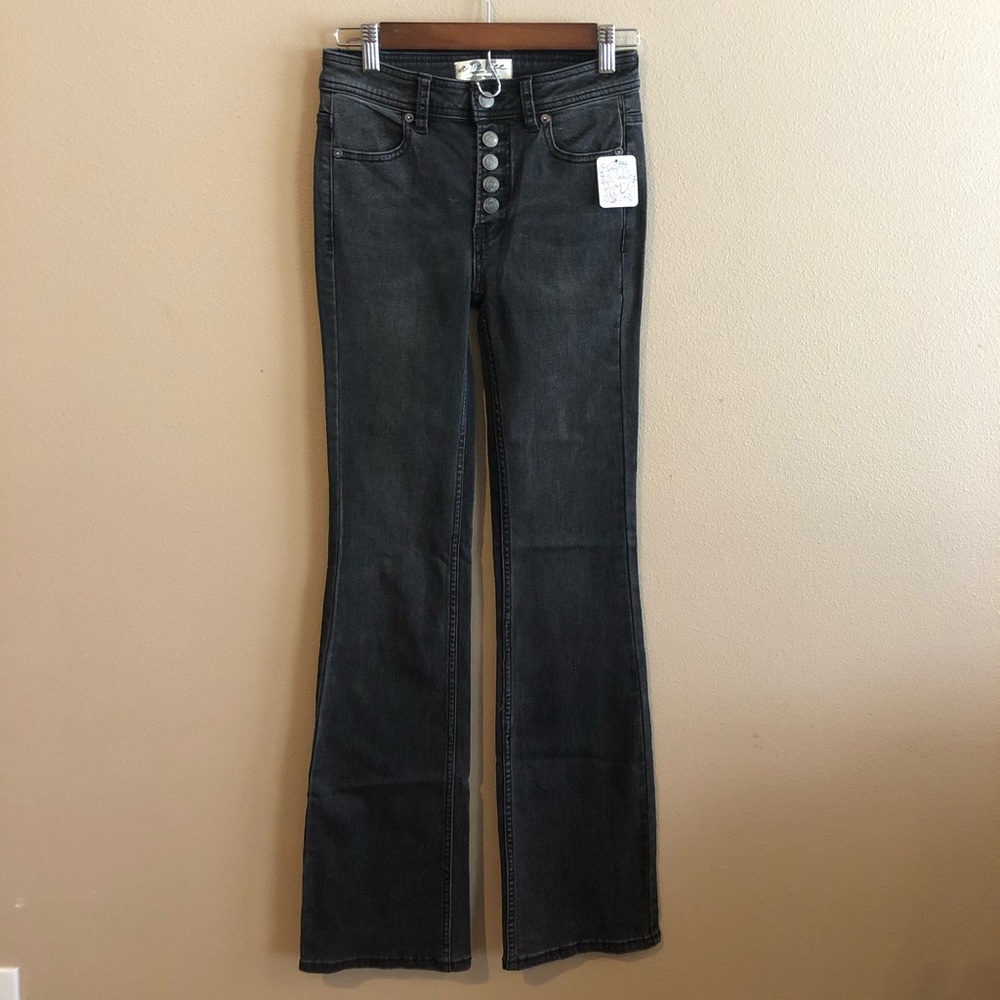 Free People Black Button Fly Flare Pants/Jeans